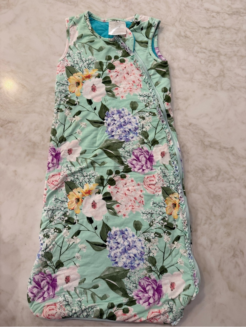 Posh Peanut Floral Mint Baby Sleep Sack - Sleeveless Zipper